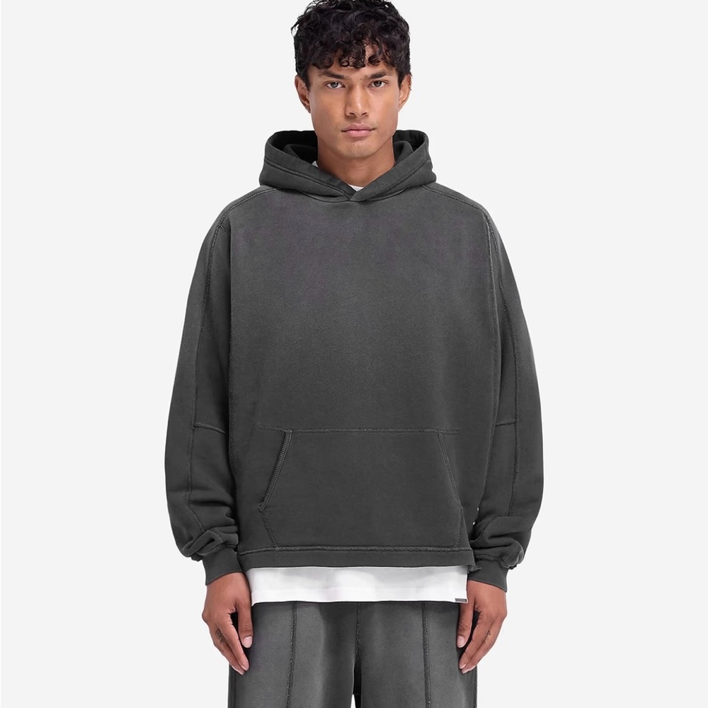Represent Stained Black Crew Neck Oversized Hoodie